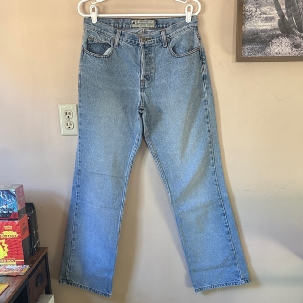 Vintage American Eagle Light Blue Wash Denim Mom Jeans Size 8 Regular